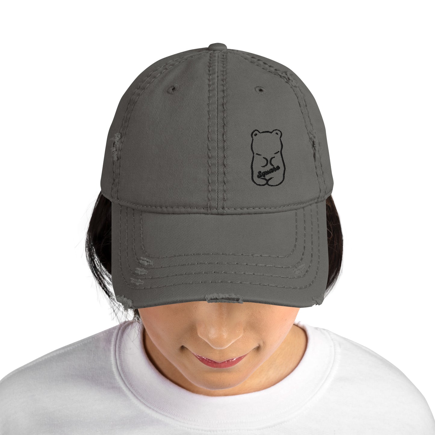 Square Bear Distressed Dad Hat