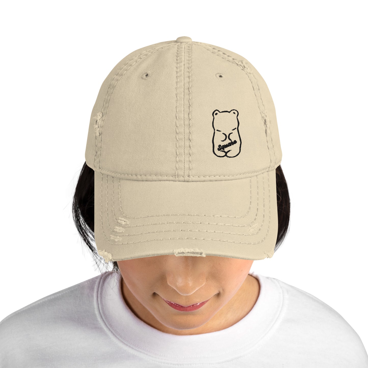 Square Bear Distressed Dad Hat