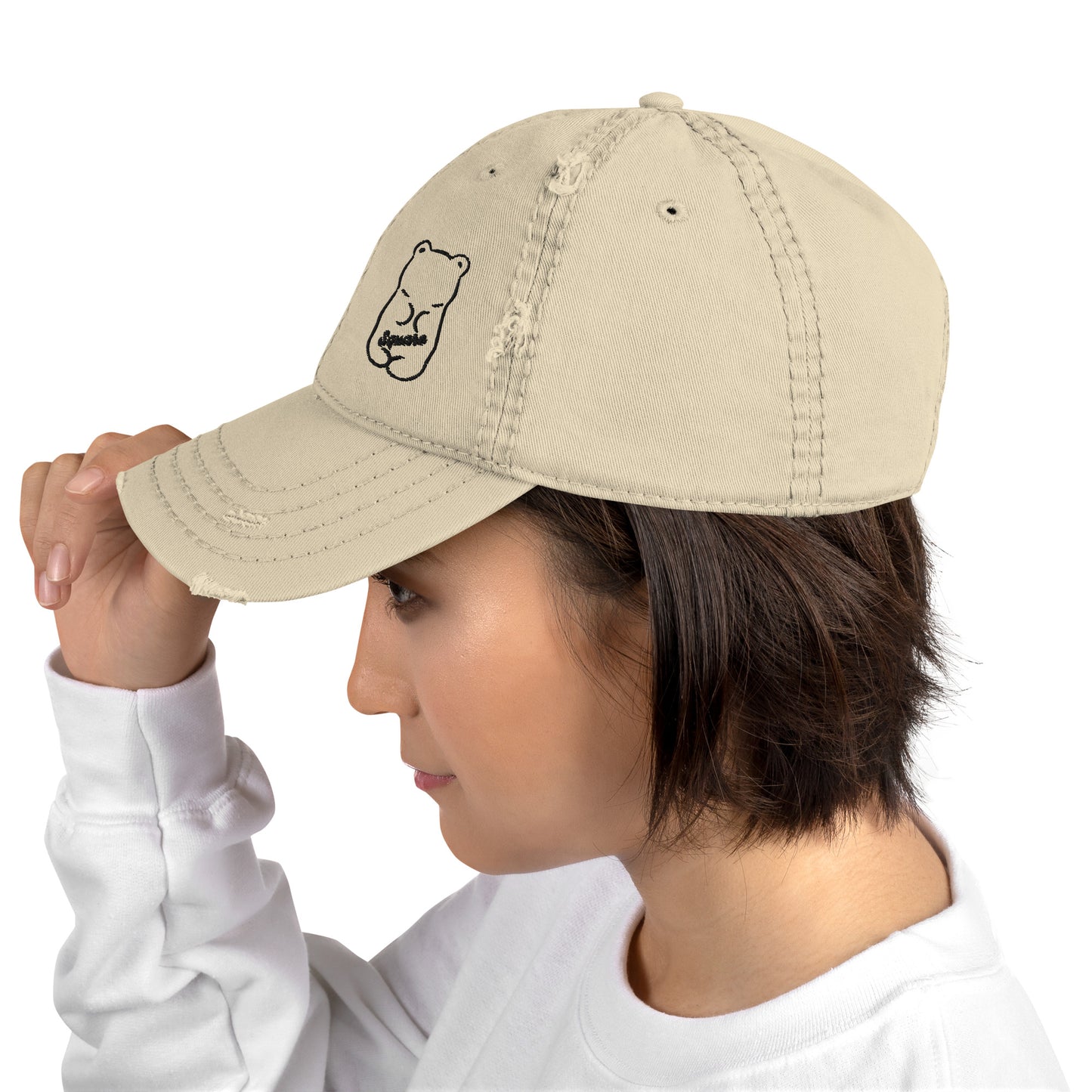 Square Bear Distressed Dad Hat