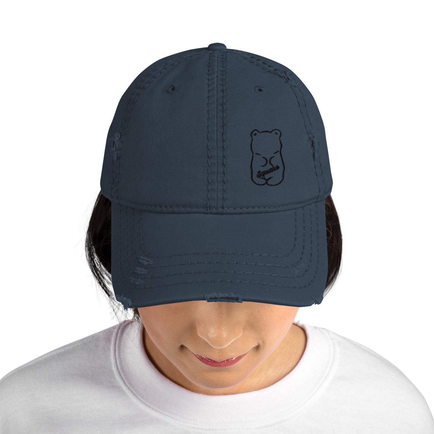 Square Bear Distressed Dad Hat