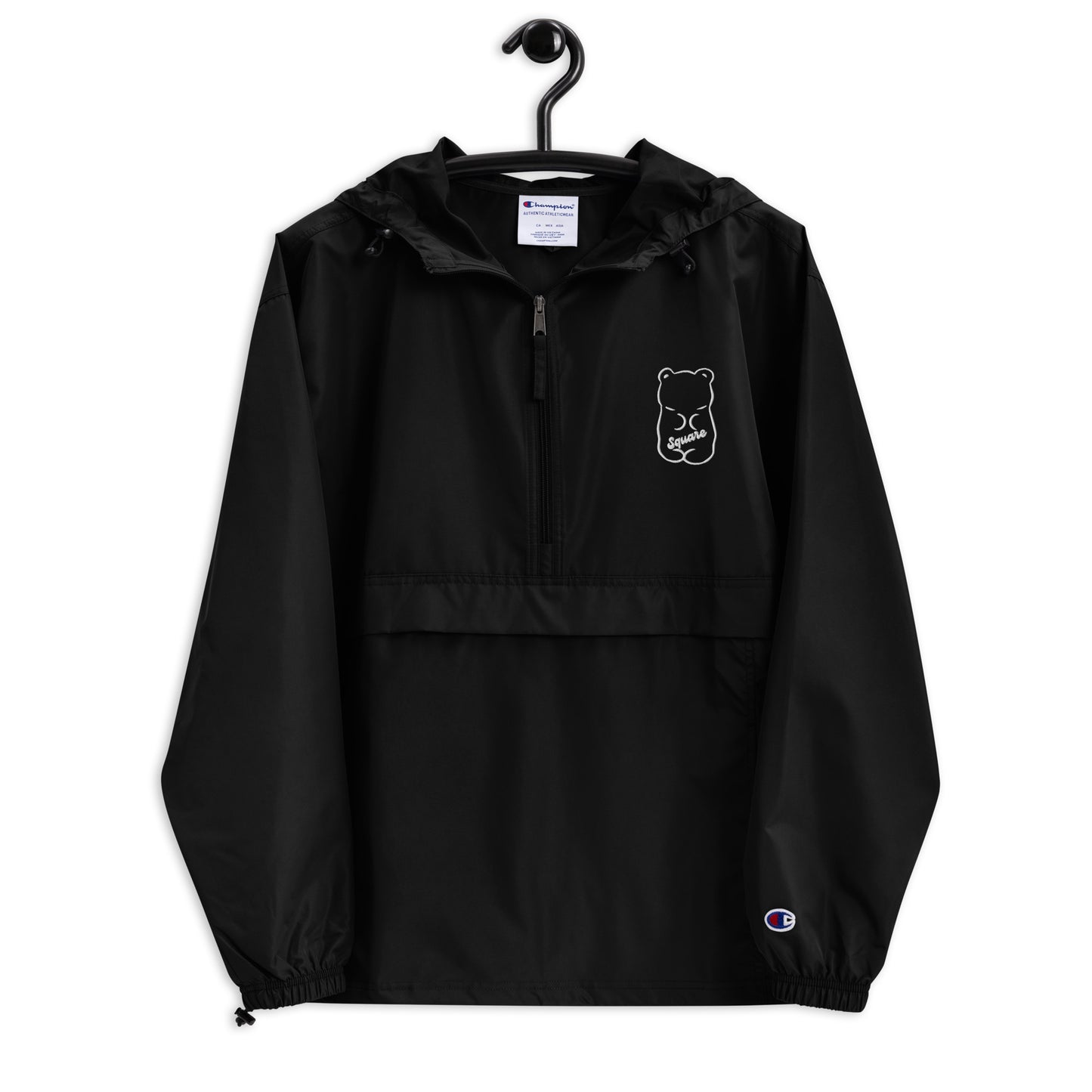 Square Bear Embroidered Champion Packable Jacket