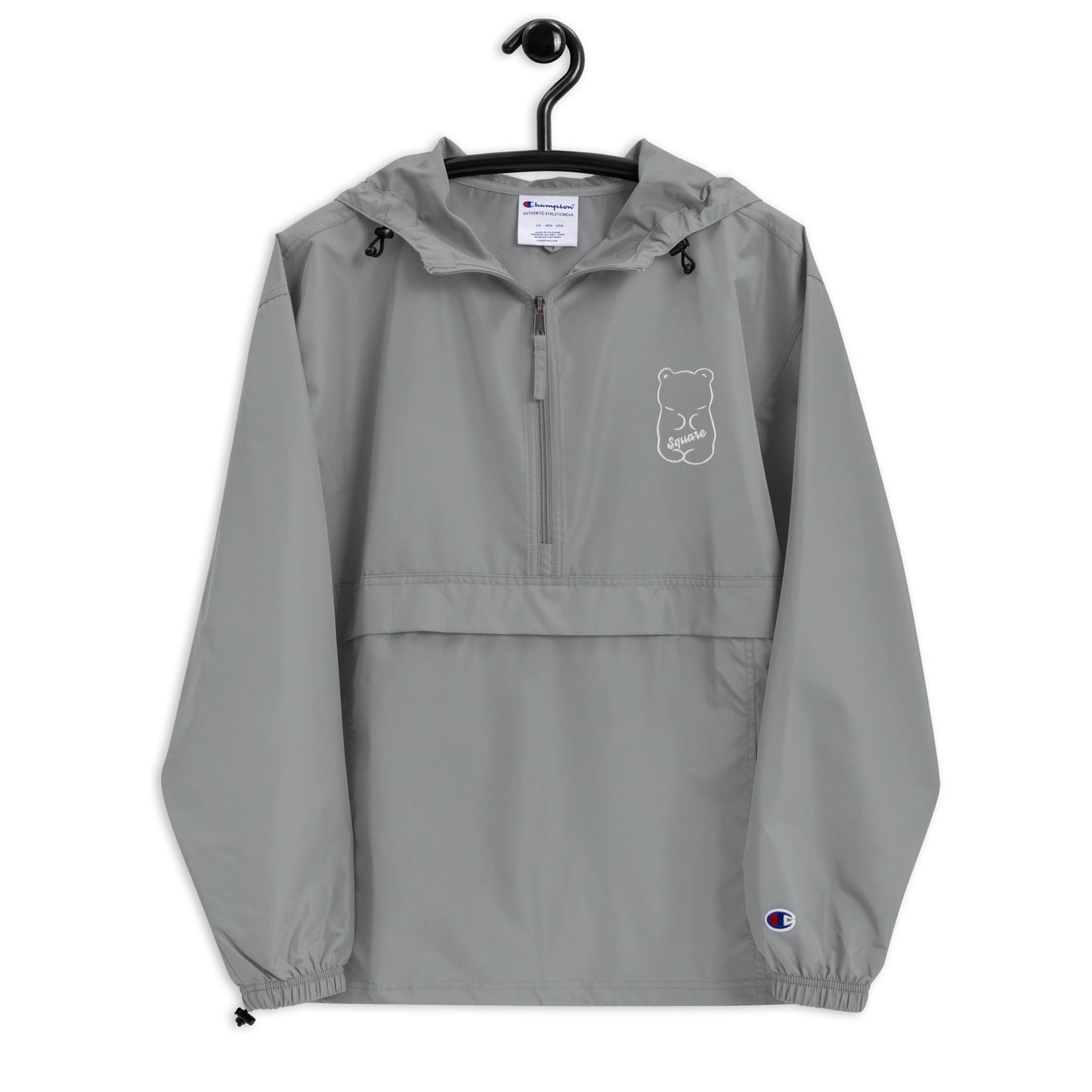 Square Bear Embroidered Champion Packable Jacket