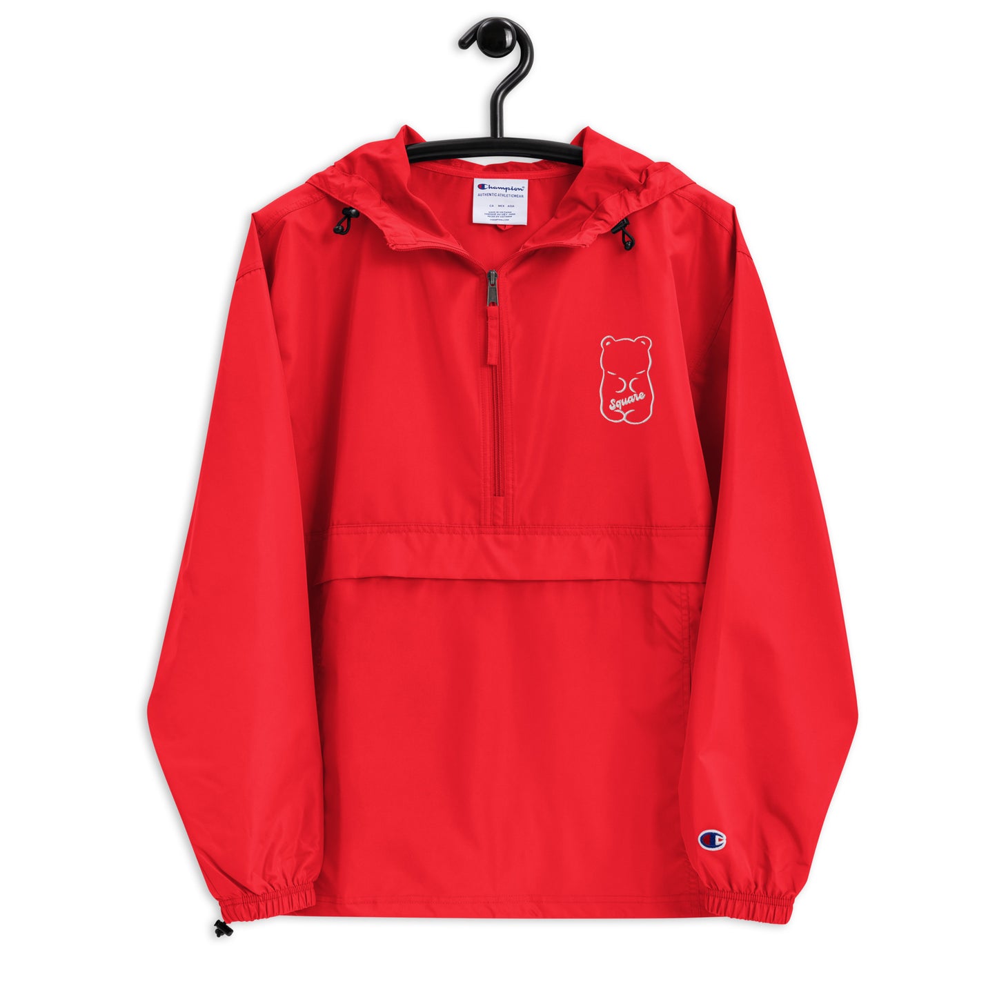 Square Bear Embroidered Champion Packable Jacket