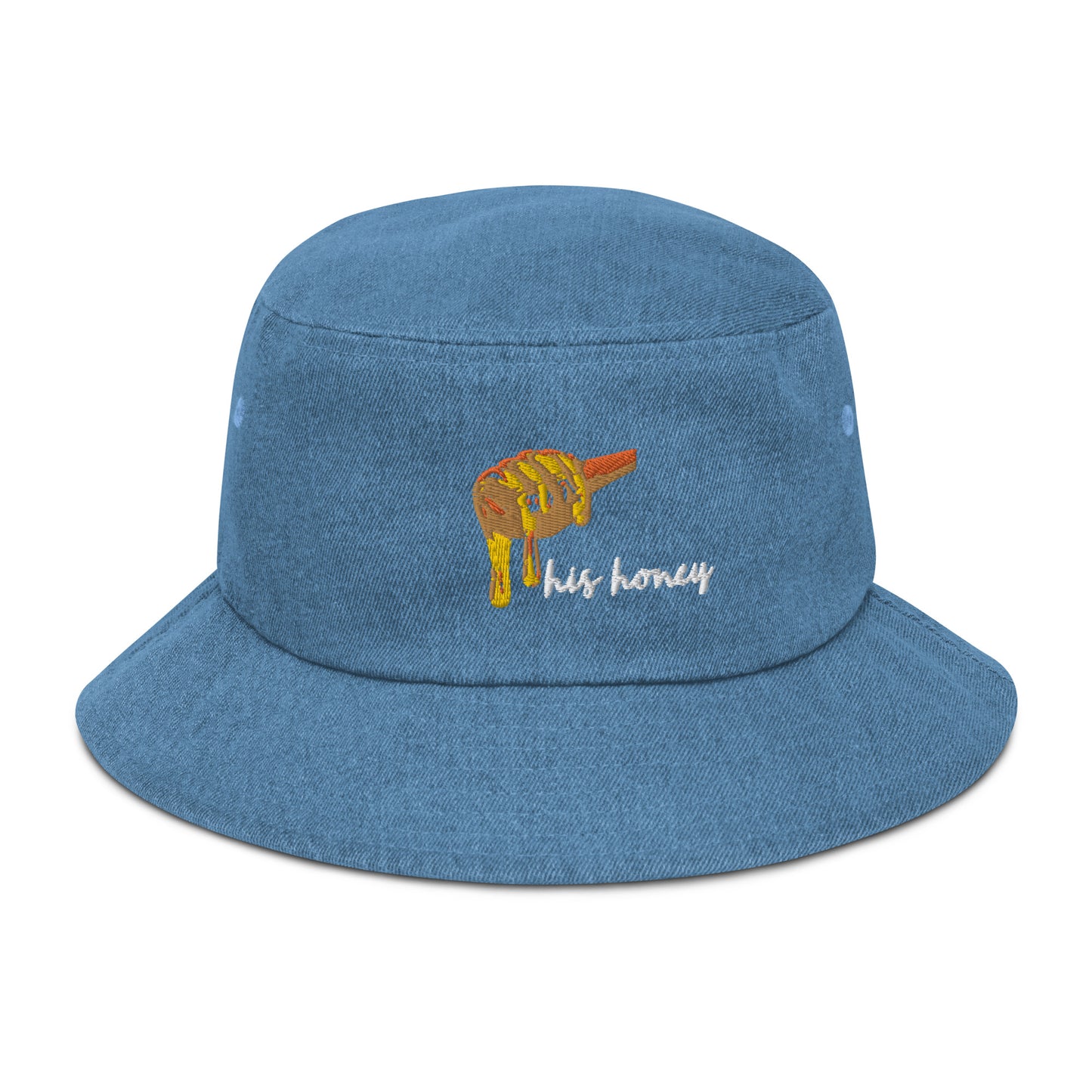 his honey Denim bucket hat